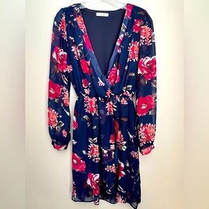 Navy Blue Floral Dress Medium
